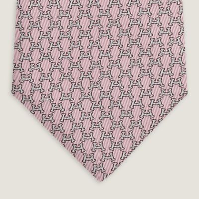 Hermes outlets Paris 100% Silk Pink Gray Diagonal Stripe Panda Bear Tie $270 MINT VTG